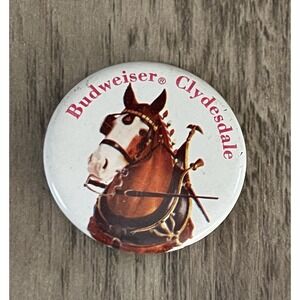 Vintage BUDWEISER CLYDESDALE Beer Pin Back Button‎ Good Condition